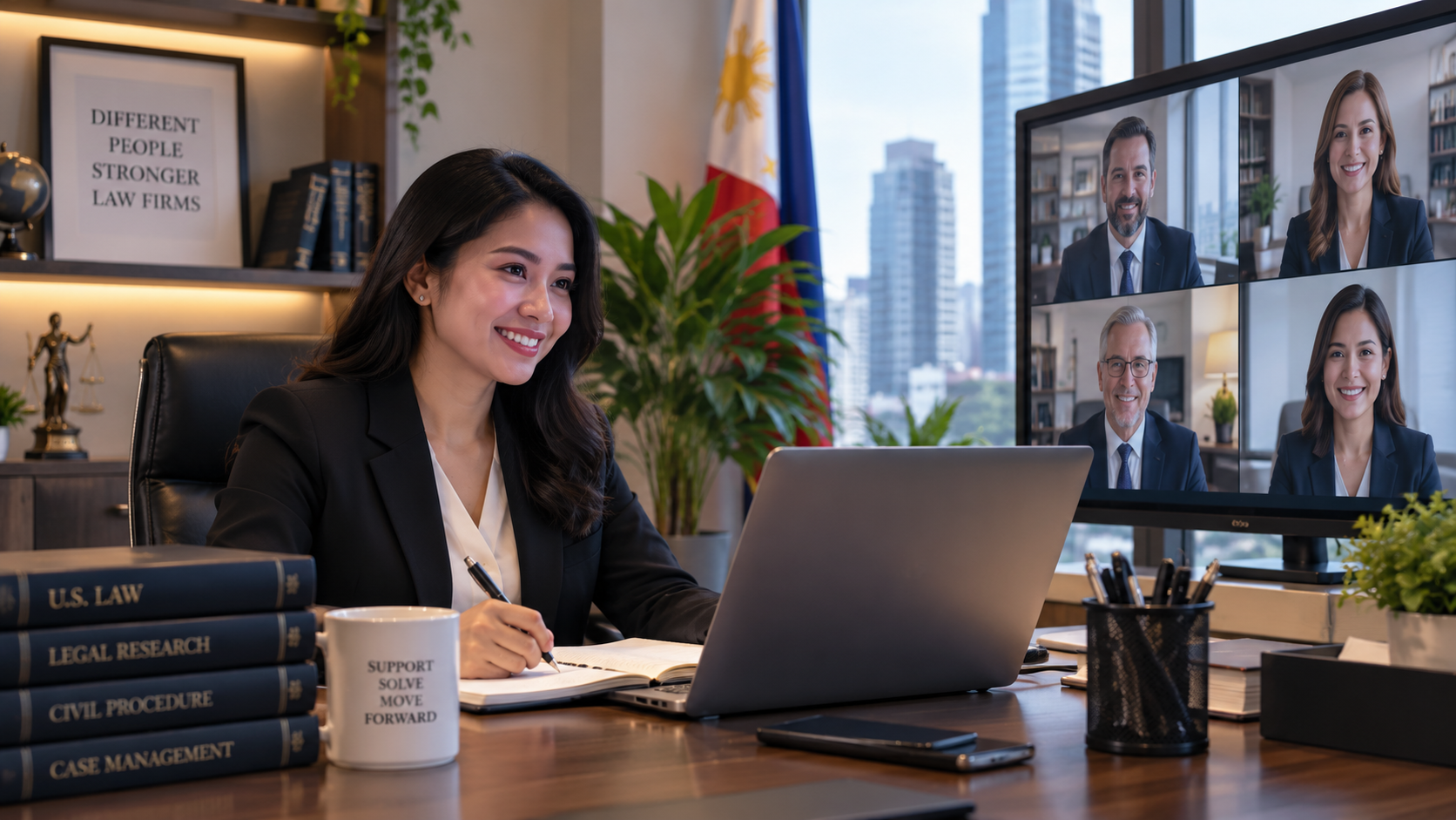 Bar-passed Philippine attorney working remotely with a U.S. law firm legal team